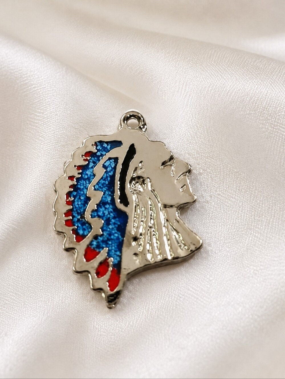 Silver and Blue Tribal Pendant